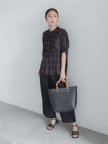 チェックフリルブラウス《2026 SUMMER LOOK item》（イエロー/ブルー/ネイビー）｜Te chichi（テチチ）通販