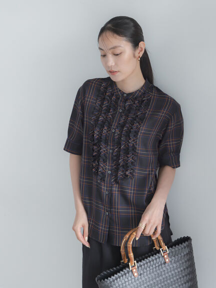 チェックフリルブラウス《2026 SUMMER LOOK item》（イエロー/ブルー/ネイビー）｜Te chichi（テチチ）通販