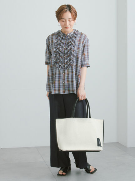 チェックフリルブラウス《2026 SUMMER LOOK item》（イエロー/ブルー/ネイビー）｜Te chichi（テチチ）通販