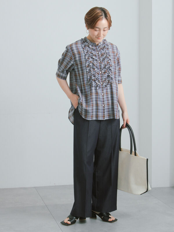 チェックフリルブラウス《2026 SUMMER LOOK item》（イエロー/ブルー