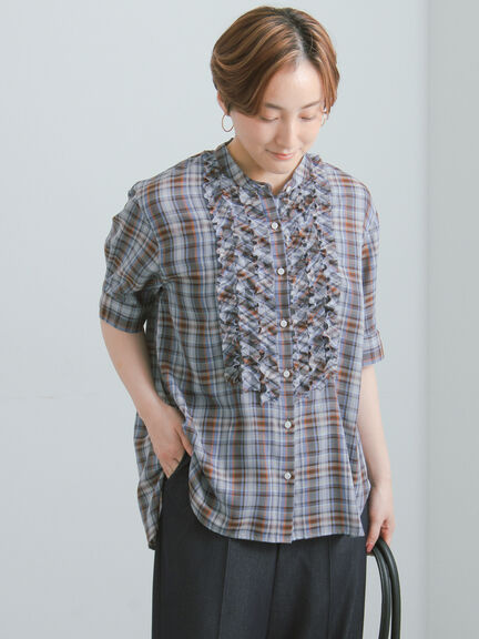 チェックフリルブラウス《2026 SUMMER LOOK item》（イエロー/ブルー/ネイビー）｜Te chichi（テチチ）通販