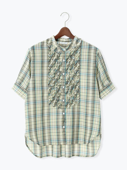 チェックフリルブラウス《2026 SUMMER LOOK item》（イエロー/ブルー/ネイビー）｜Te chichi（テチチ）通販