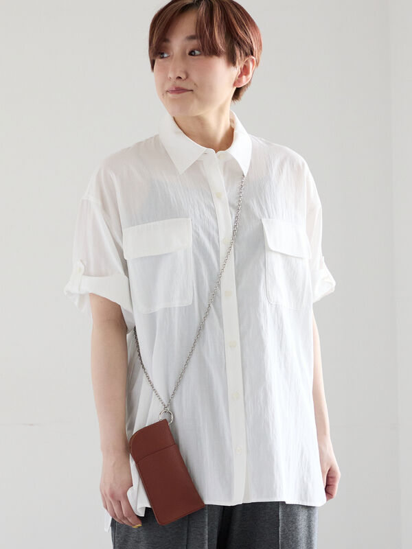 Wポケット5分袖オーバーシャツ《2026 SUMMER LOOK item》(オフ Wポケット5分袖オーバーシャツ《2026 SUMMER LOOK item》(オフ