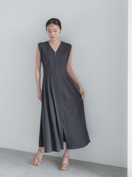 ミックスツイルジャンスカワンピース(セットアップ可)《2026 SUMMER LOOK item》（チャコールグレー/ベージュ）｜Te chichi（テチチ）通販
