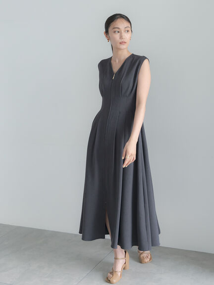 ミックスツイルジャンスカワンピース(セットアップ可)《2026 SUMMER LOOK item》（チャコールグレー/ベージュ）｜Te chichi（テチチ）通販