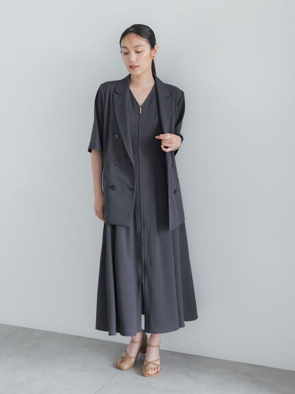 ミックスツイルジャンスカワンピース(セットアップ可)《2026 SUMMER LOOK item》（チャコールグレー/ベージュ）｜Te chichi（テチチ）通販