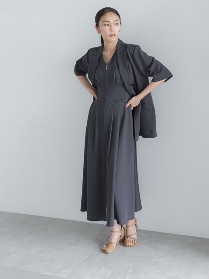 ミックスツイルジャンスカワンピース(セットアップ可)《2026 SUMMER LOOK item》（チャコールグレー/ベージュ）｜Te chichi（テチチ）通販