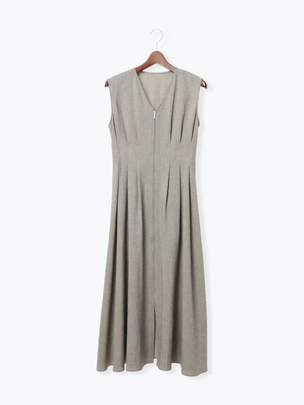 ミックスツイルジャンスカワンピース(セットアップ可)《2026 SUMMER LOOK item》（チャコールグレー/ベージュ）｜Te chichi（テチチ）通販