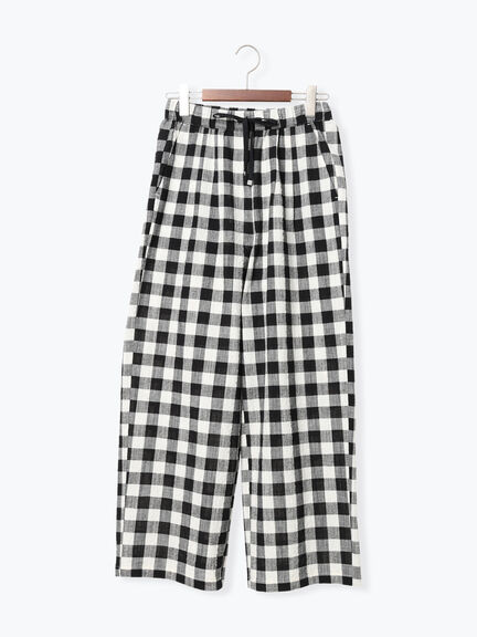 リネンミックスクレープイージーパンツ(セットアップ可)《2026 SUMMER LOOK item》（ブラック/ギンガムチェック/グレンチェック）｜Te chichi（テチチ）通販