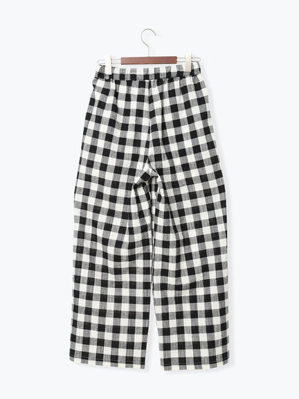 リネンミックスクレープイージーパンツ(セットアップ可)《2026 SUMMER LOOK item》（ブラック/ギンガムチェック/グレンチェック）｜Te chichi（テチチ）通販