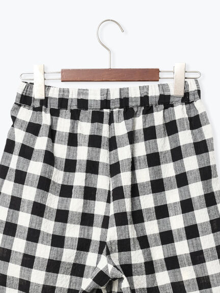 リネンミックスクレープイージーパンツ(セットアップ可)《2026 SUMMER LOOK item》（ブラック/ギンガムチェック/グレンチェック）｜Te chichi（テチチ）通販