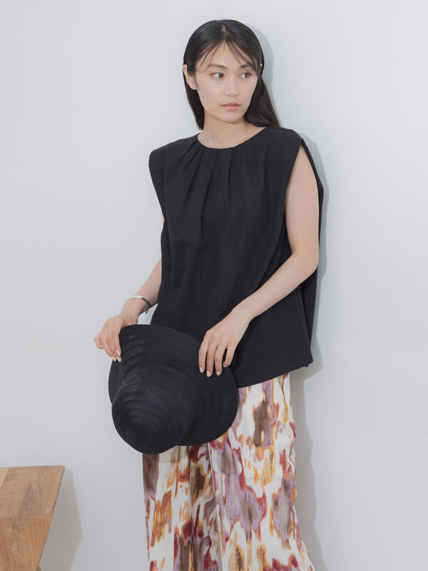リネンブラウスブラックエイミ様 リネンミックスクレープブラウス(セットアップ可)《2026 SUMMER LOOK
