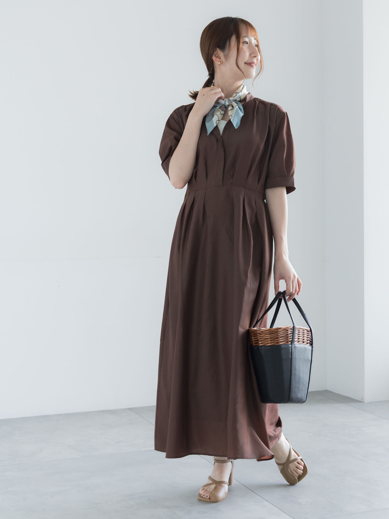 中古品！萌パンチが効いたカットソーワンピース♡ セール】 スパンボイルワンピース（ブラウン/グリーン/ネイビー
