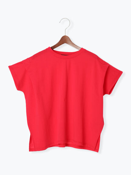 MEKI DAICHE Tシャツ 赤 接触冷感】ショルダータックTシャツ（オフホワイト/チャコールグレー