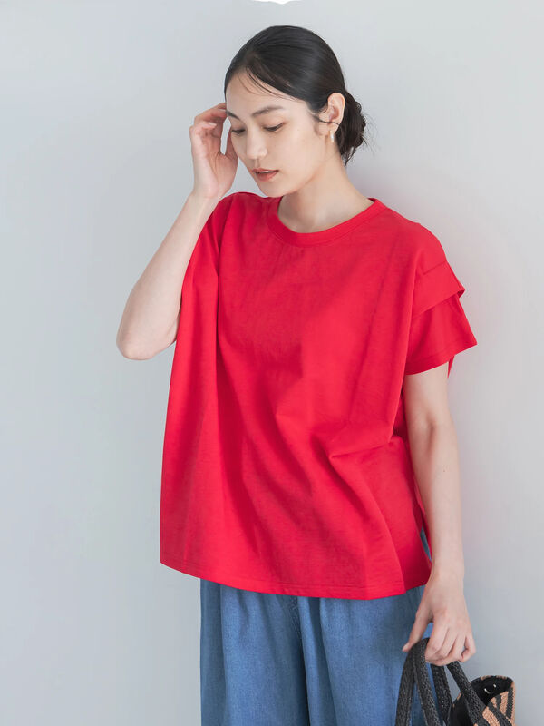 セール】 【接触冷感】ショルダータックTシャツ（オフホワイト