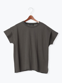 接触冷感】ショルダータックTシャツ（オフホワイト/チャコールグレー