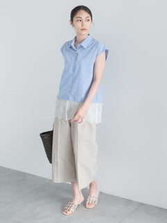 【新品】クロップドパンツ／接触冷感／テーパード セール】 【接触冷感/UVカット/遮熱】ワイドクロップトパンツ