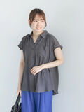 【7色展開】シャンブレーボイルフレンチスリーブシャツ（チャコールグレー）｜Te chichi（テチチ）通販