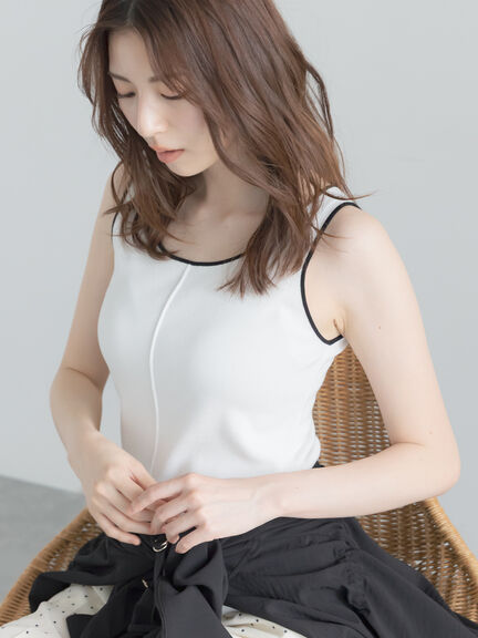 タンクトップ  S  valentino  ニット セール】 【接触冷感/マシンウォッシャブル】バイカラー2WAYニット