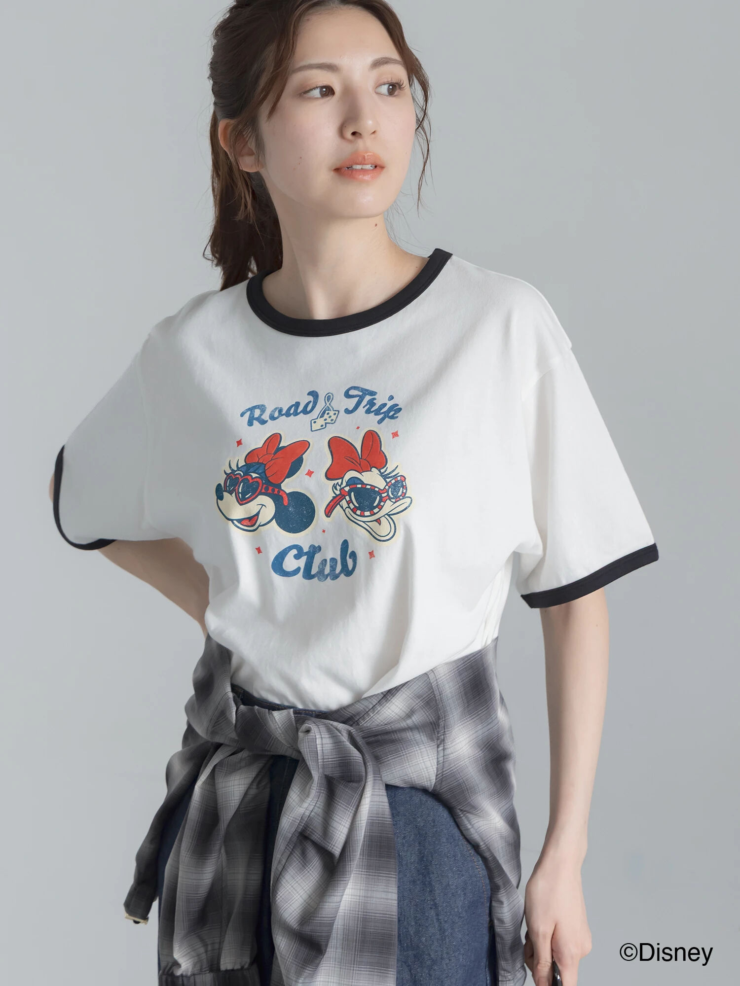 セール】 【Disney】MICKEY&FRIENDS/リンガーTシャツ（オフ