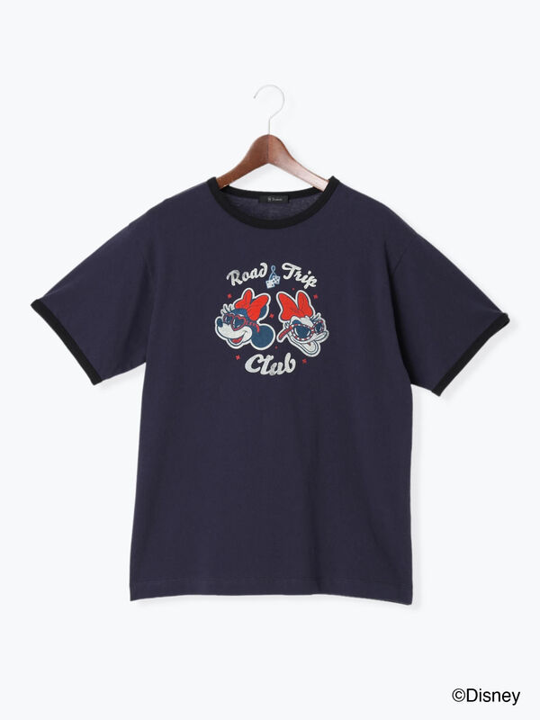 Disney】MICKEY&FRIENDS/リンガーTシャツ（オフホワイト/ブラウン