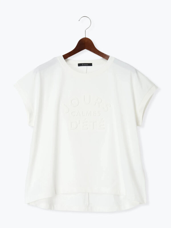 セール】 【接触冷感】エンボスロゴフレンチスリーブTシャツ（オフ