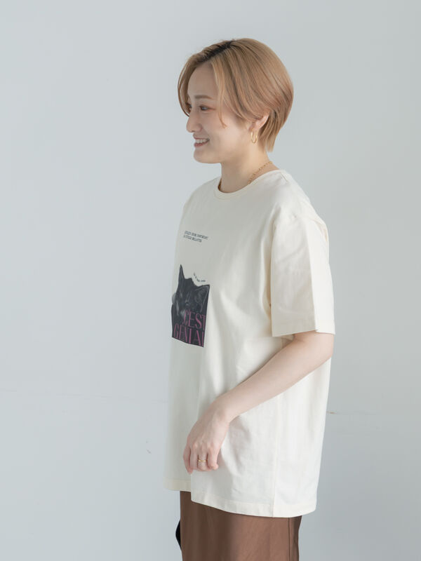 セール】 アニマルフォトプリントTシャツ（オフホワイト