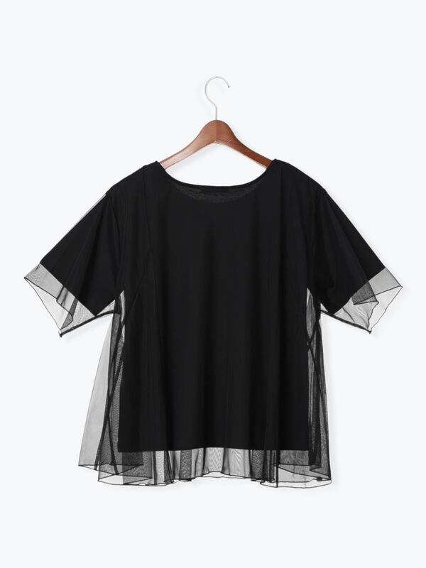 セール】 チュールレイヤードTシャツ（オフホワイト/ブラック/ブラウン