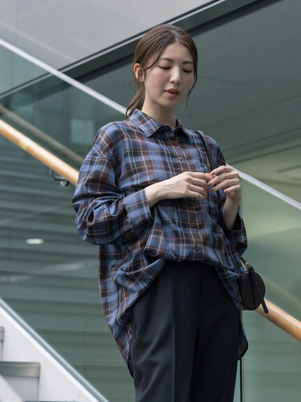 アソートチェック2WAYオーバーシャツ（ブラック/ブラウン/イエロー/ブルー）｜Te chichi（テチチ）通販