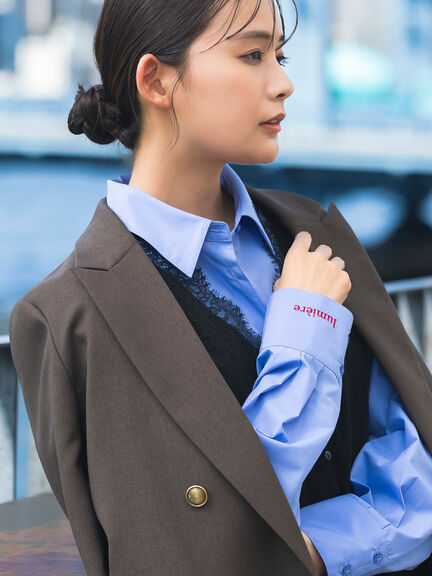 【UVカット/ウォッシャブル/撥水加工】ウールライクテーラードジャケット(セットアップ可)《2026 AUTUMN LOOK item》（ブラウン/ネイビー）｜Te chichi（テチチ）通販