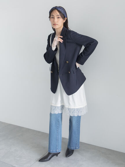 【UVカット/ウォッシャブル/撥水加工】ウールライクテーラードジャケット(セットアップ可)《2026 AUTUMN LOOK item》（ブラウン/ネイビー）｜Te chichi（テチチ）通販