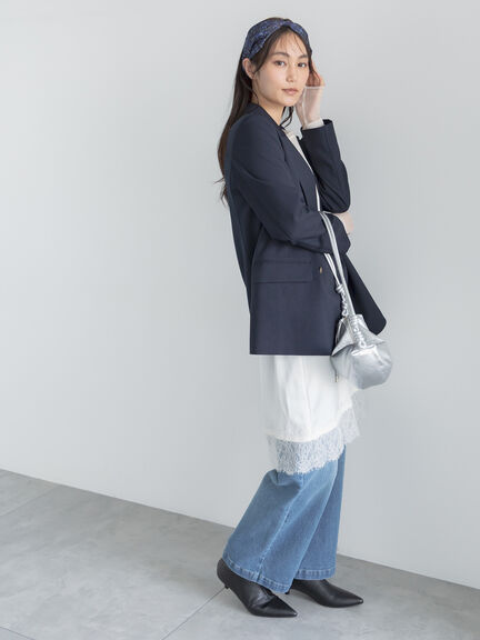 【UVカット/ウォッシャブル/撥水加工】ウールライクテーラードジャケット(セットアップ可)《2026 AUTUMN LOOK item》（ブラウン/ネイビー）｜Te chichi（テチチ）通販
