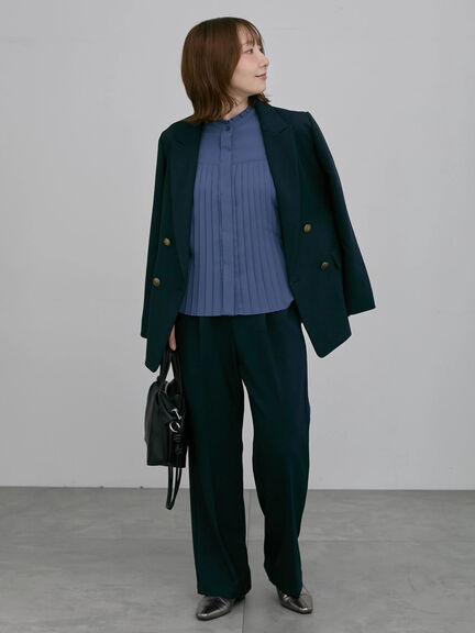【UVカット/ウォッシャブル/撥水加工】ウールライクテーラードジャケット(セットアップ可)《2026 AUTUMN LOOK item》（ブラウン/ネイビー）｜Te chichi（テチチ）通販