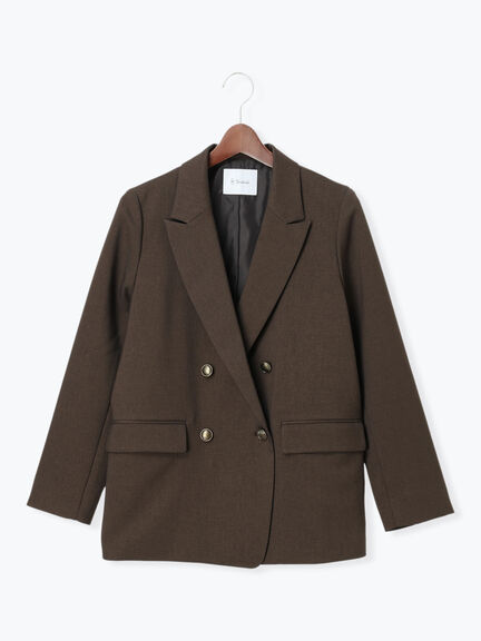 【UVカット/ウォッシャブル/撥水加工】ウールライクテーラードジャケット(セットアップ可)《2026 AUTUMN LOOK item》（ブラウン/ネイビー）｜Te chichi（テチチ）通販