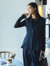 【UVカット/ウォッシャブル/撥水加工】ウールライクノーカラーフレアジレ(セットアップ可)《2026 AUTUMN LOOK item》（ブラウン/ネイビー）｜Te chichi（テチチ）通販