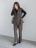 【UVカット/ウォッシャブル/撥水加工】ウールライクノーカラーフレアジレ(セットアップ可)《2026 AUTUMN LOOK item》（ブラウン/ネイビー）｜Te chichi（テチチ）通販