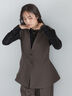 【UVカット/ウォッシャブル/撥水加工】ウールライクノーカラーフレアジレ(セットアップ可)《2026 AUTUMN LOOK item》（ブラウン/ネイビー）｜Te chichi（テチチ）通販