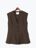 【UVカット/ウォッシャブル/撥水加工】ウールライクノーカラーフレアジレ(セットアップ可)《2026 AUTUMN LOOK item》（ブラウン/ネイビー）｜Te chichi（テチチ）通販
