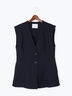 【UVカット/ウォッシャブル/撥水加工】ウールライクノーカラーフレアジレ(セットアップ可)《2026 AUTUMN LOOK item》（ブラウン/ネイビー）｜Te chichi（テチチ）通販