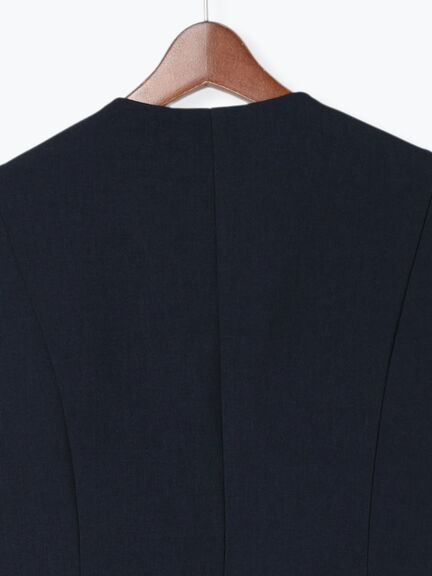 【UVカット/ウォッシャブル/撥水加工】ウールライクノーカラーフレアジレ(セットアップ可)《2026 AUTUMN LOOK item》（ブラウン/ネイビー）｜Te chichi（テチチ）通販