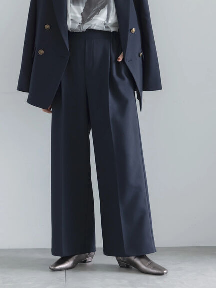 【UVカット/マシンウォッシャブル/撥水加工】ウールライクワイドパンツ(セットアップ可)《2026 AUTUMN LOOK item》（ブラウン/ネイビー）｜Te chichi（テチチ）通販