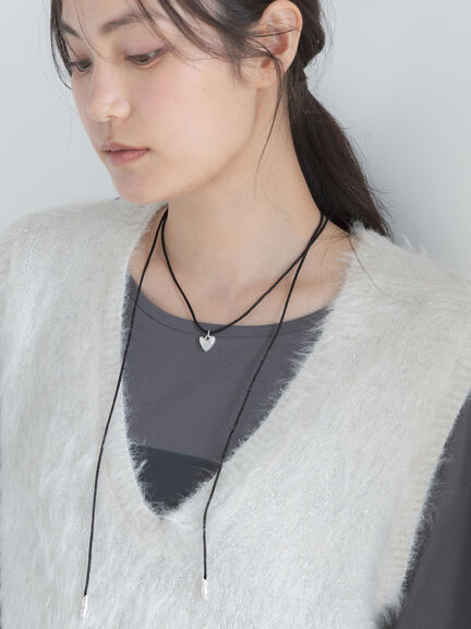 サテンコードハートネックレス《2026 AUTUMN LOOK item》（シルバー
