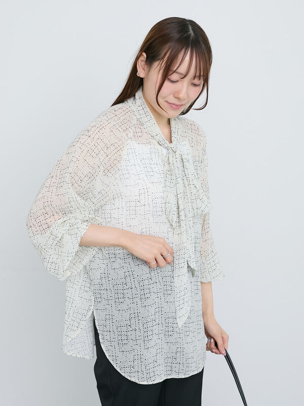シフォンパターンアソートボウタイブラウス（オフホワイト）｜Te chichi（テチチ）通販