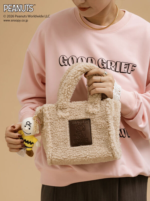 PEANUTSボアミニトートBAG（ベージュ/ブラウン/バッグ/バッグ・ポーチ