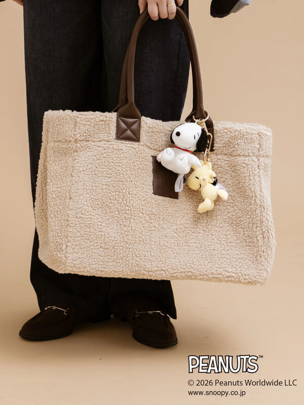 PEANUTSボアBIGトートBAG（ベージュ/ブラウン/バッグ/バッグ・ポーチ