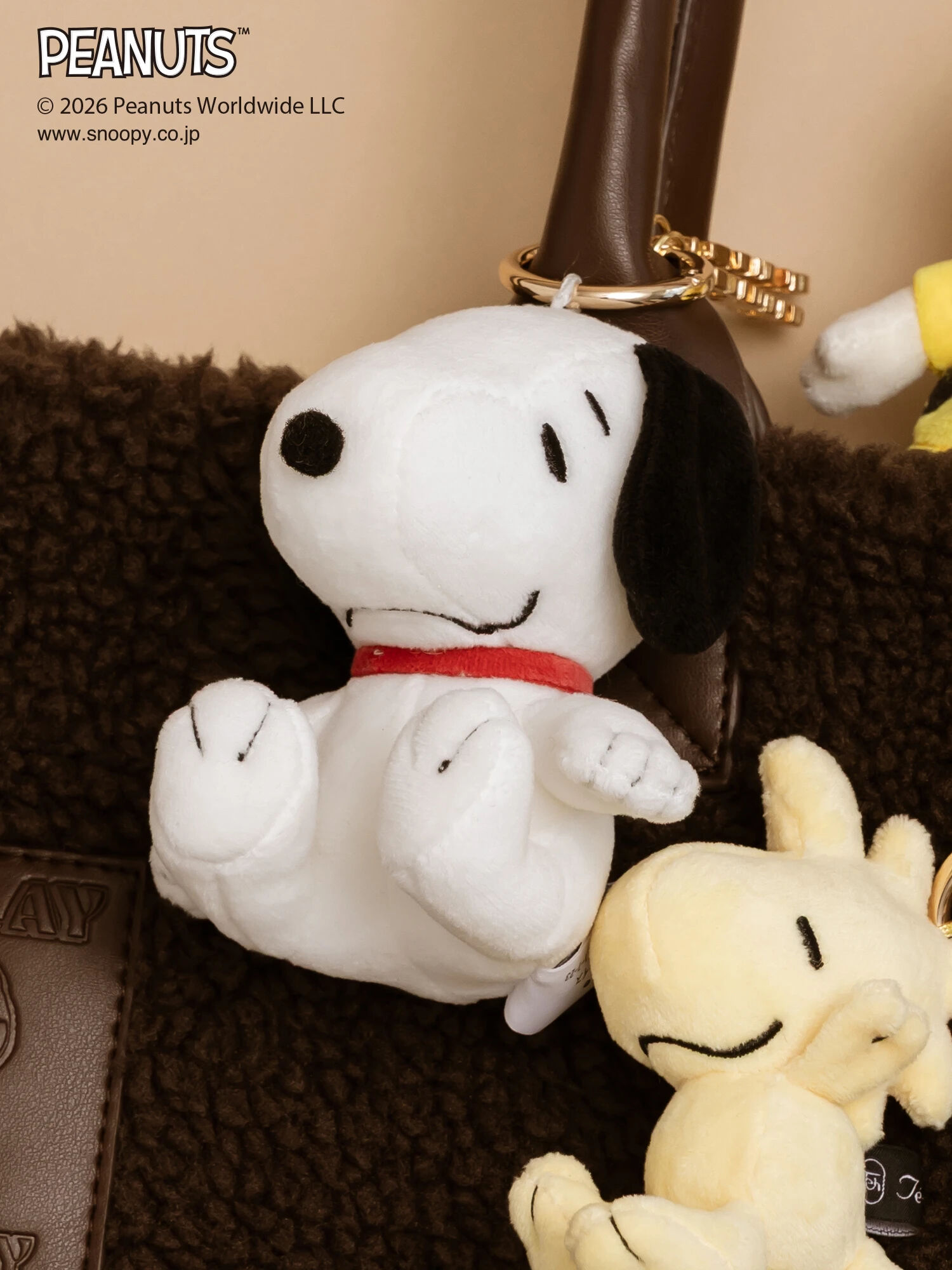PEANUTSぬいぐるみチャーム（ホワイト/ダークブラウン/イエロー