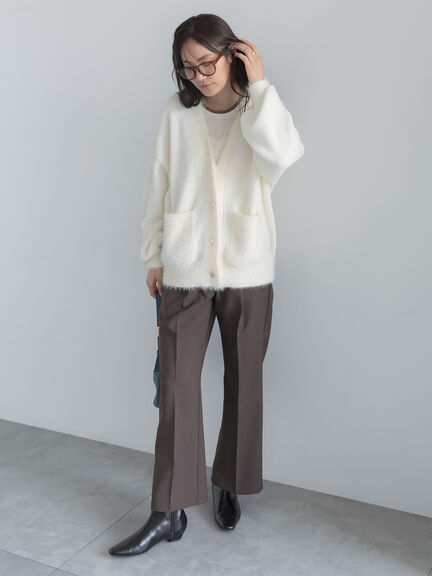 畦フェザーミックスニットカーディガン《2026 AUTUMN LOOK item》（オフホワイト/グレー/サックスブルー）｜Te chichi（テチチ）通販