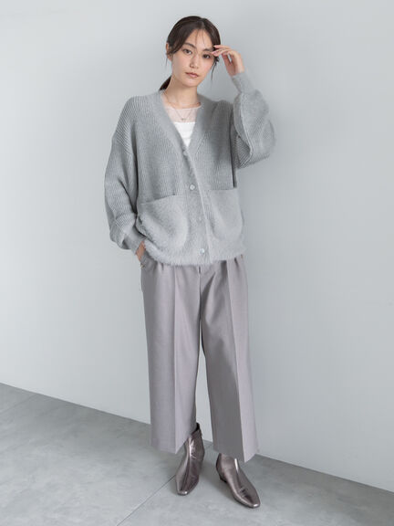 畦フェザーミックスニットカーディガン《2026 AUTUMN LOOK item》（オフホワイト/グレー/サックスブルー）｜Te chichi（テチチ）通販
