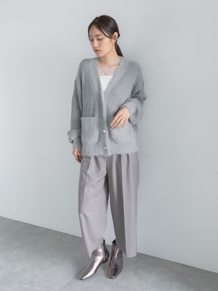 畦フェザーミックスニットカーディガン《2026 AUTUMN LOOK item》（オフホワイト/グレー/サックスブルー）｜Te chichi（テチチ）通販