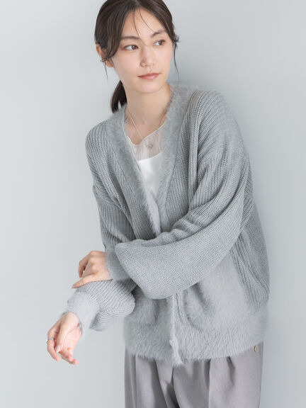 畦フェザーミックスニットカーディガン《2026 AUTUMN LOOK item》（オフホワイト/グレー/サックスブルー）｜Te chichi（テチチ）通販